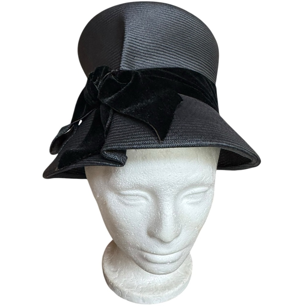 1960s Jan Leslie Straw, w/Velvet Ribbon,‎ Hat w/Original Box